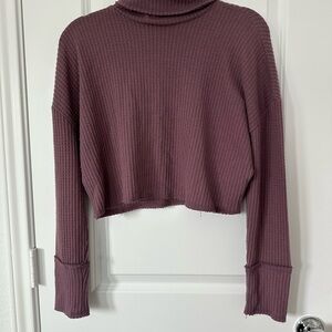 Wild Fable Purple Cropped Waffle Knit Turtleneck Sweater